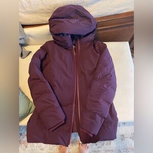 Lululemon Purple Long Hooded Winter Puffer Jacket